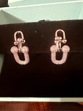 SIlver large Textured Link Drop Earrings - Women Jewelry